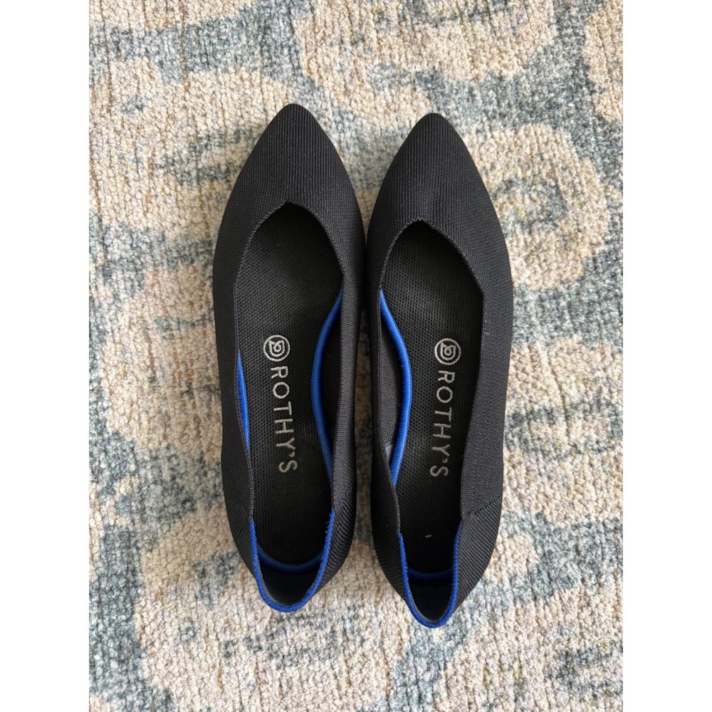 Rothy's 'The Point' Black Knit Ballet Flat Size 8.5 Excellent Condition - Picture 2 of 7